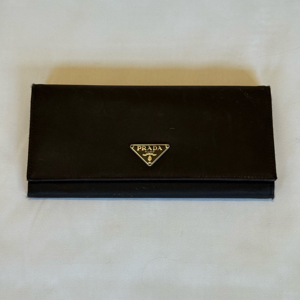 Prada Classic Black Nylon and Leather Wallet